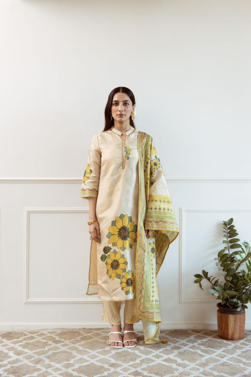 Premium shimmer tissue digital printed suit set