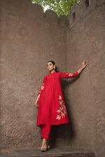 Pretty muslin silk embroidered Co ord set