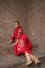 Pretty muslin silk embroidered Co ord set