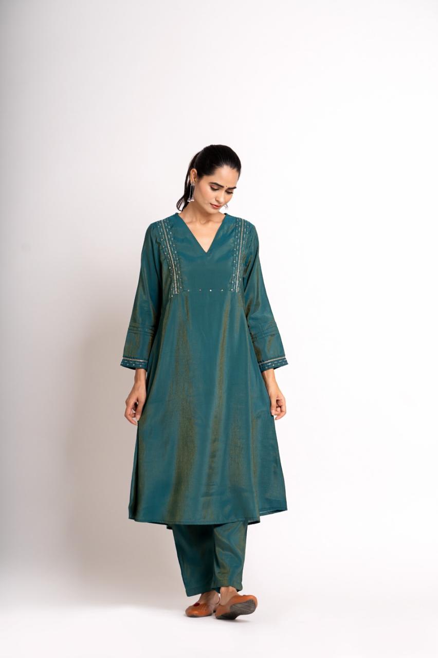 Pretty fancy silk shimmer fabric co ord set