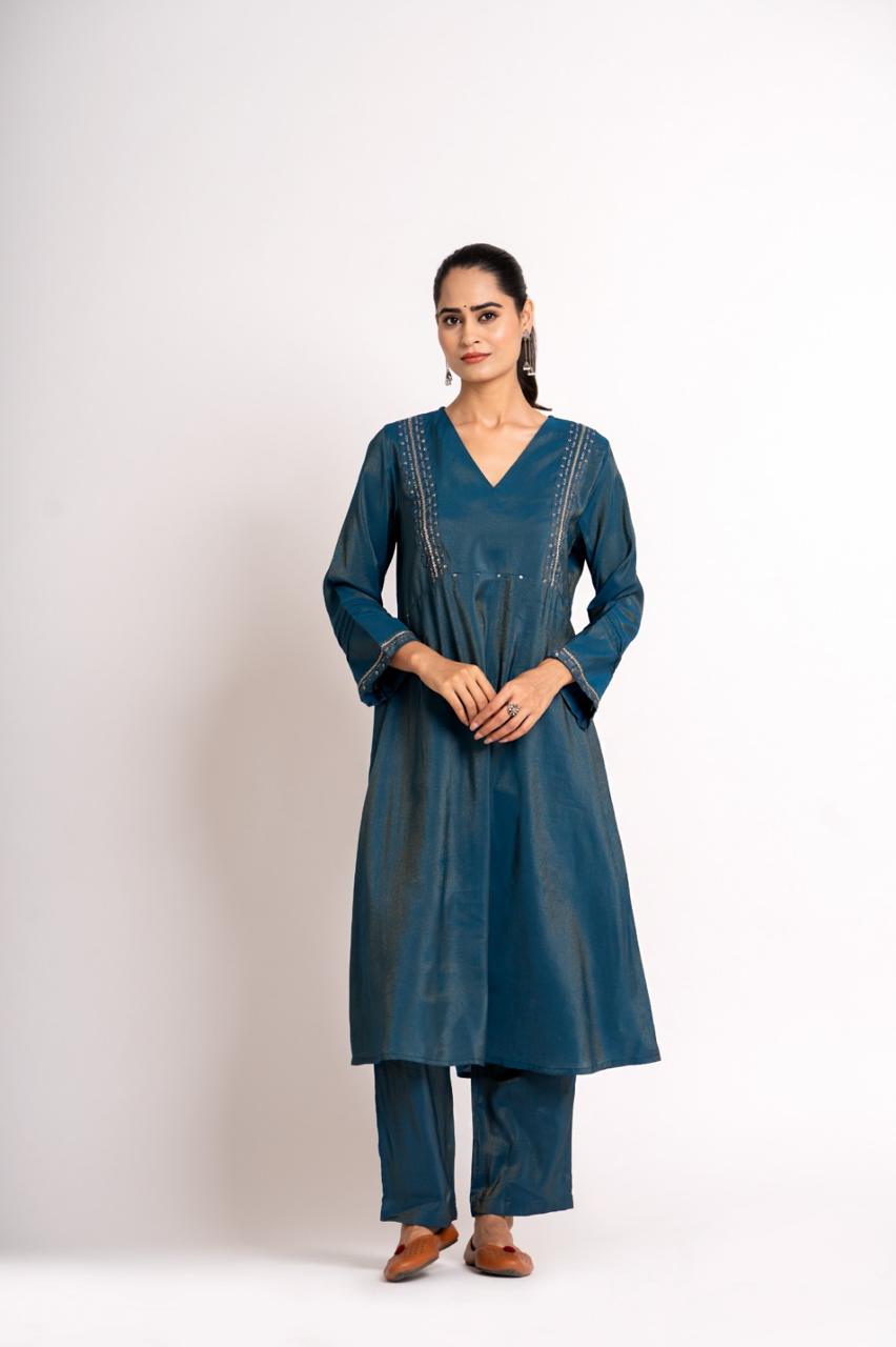 Pretty fancy silk shimmer fabric co ord set