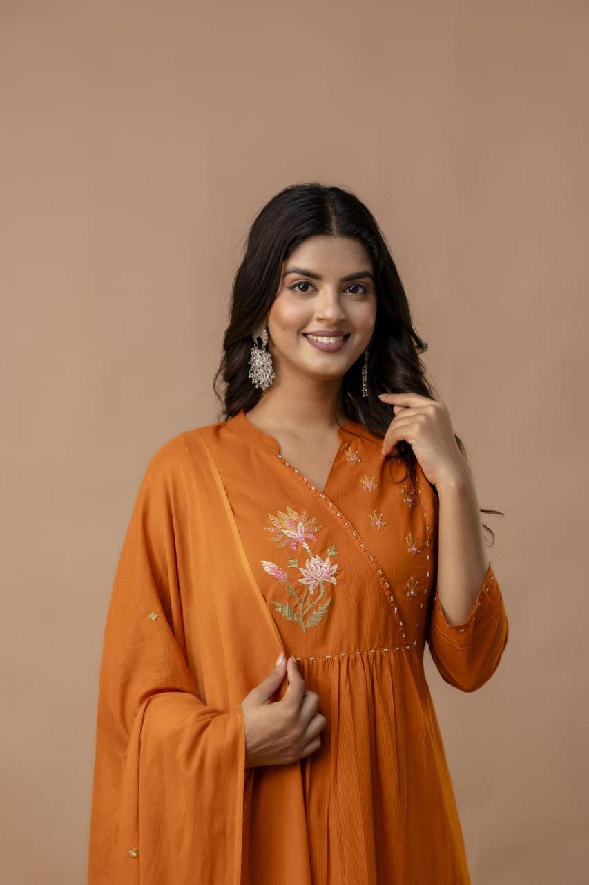 Pretty cotton embroidered suit set