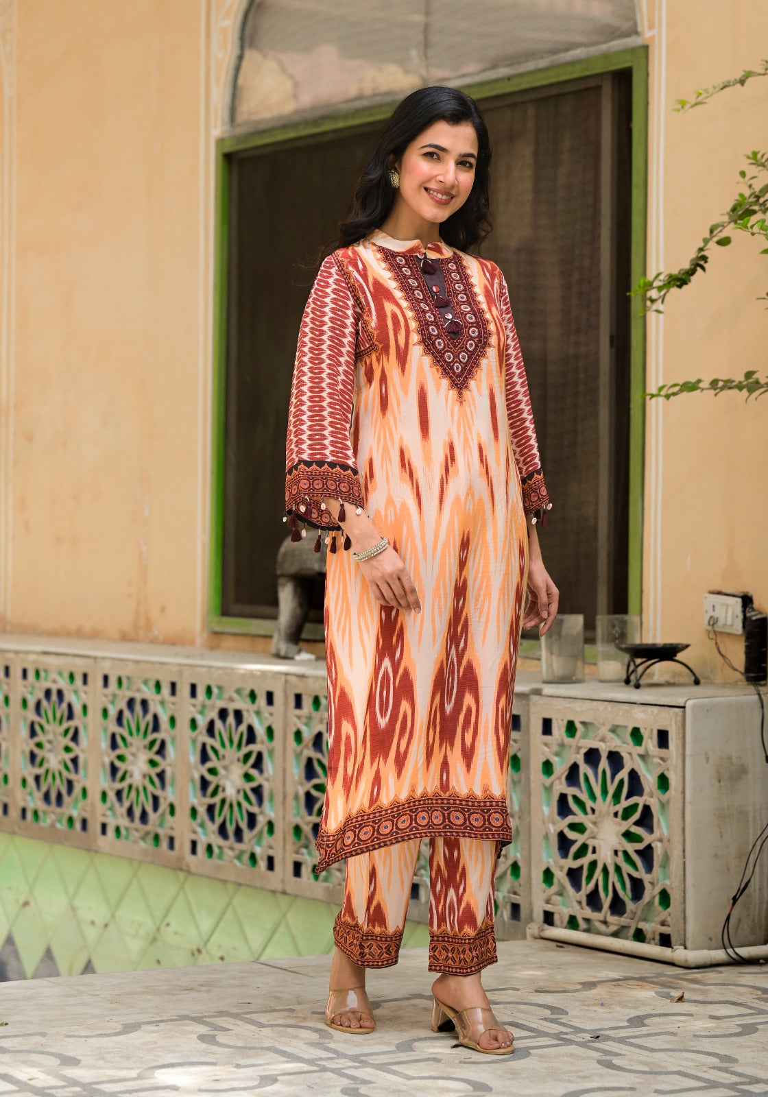 Wow crepe Ikkat Co ord set