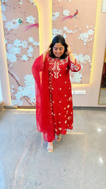 Pretty Russian silk embroidered suit set