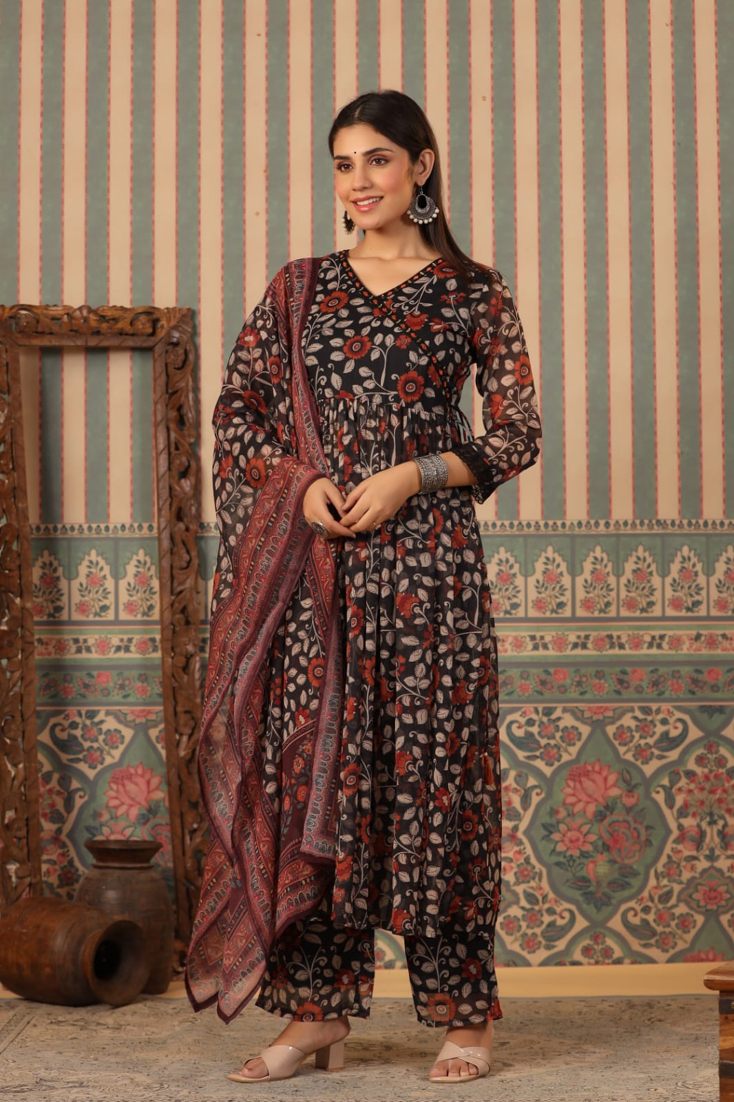 Pretty shiffon Anarkali suit set
