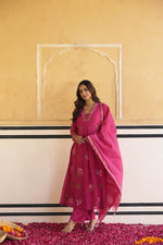 Restocked !! Fully embroidered mul chanderi suit set !!