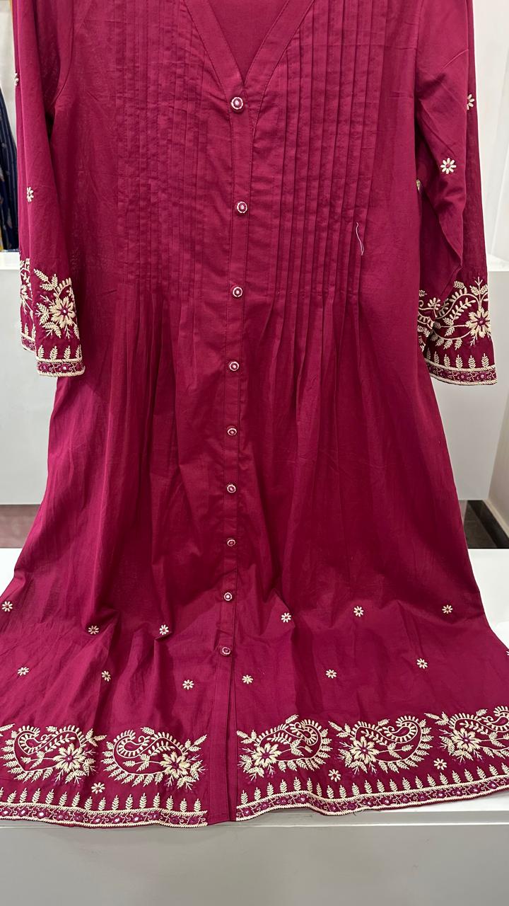 Premium cotton embroidered suit set