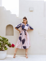 Gorgeous applique work one piece dress with belt