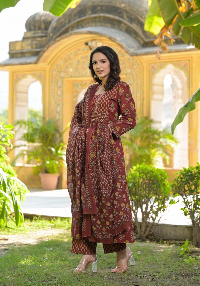 Premium cotton Anarkali suit set