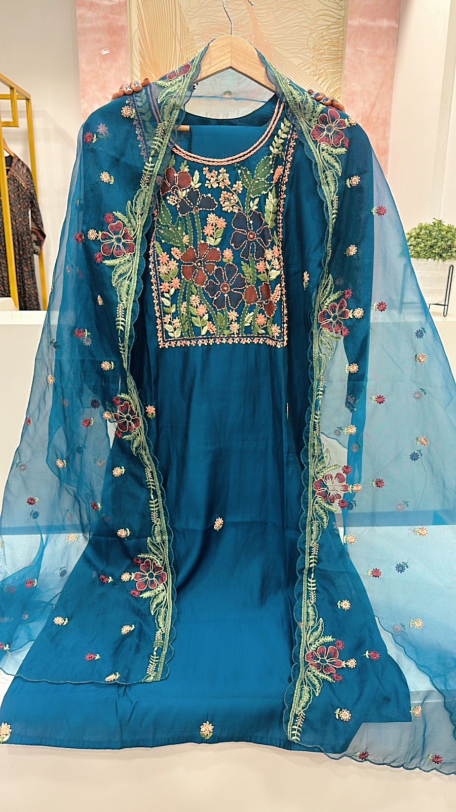 Full embroidery muslin suit set