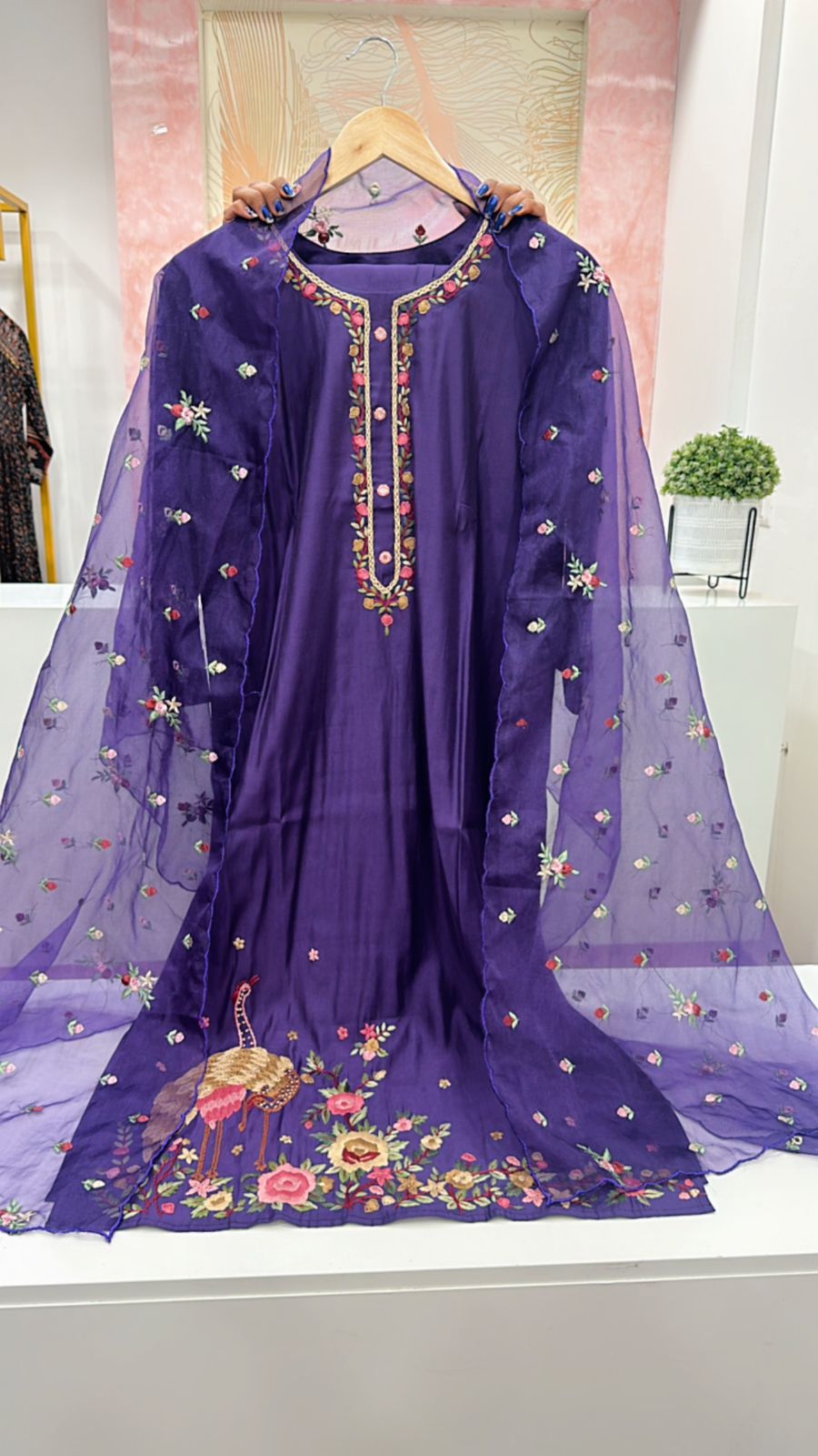 Full embroidery muslin suit set