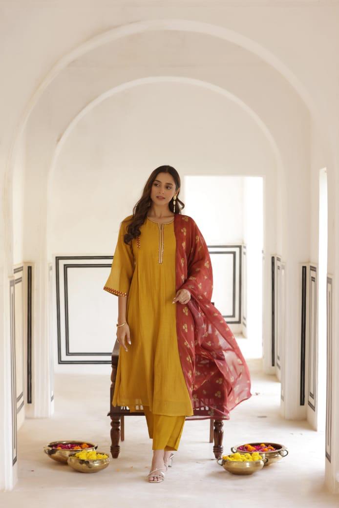 Beautiful Mul chanderi suit set