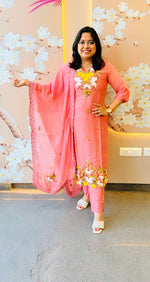 Embroidered Mul chanderi suit set