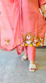 Embroidered Mul chanderi suit set