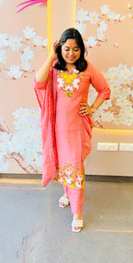 Embroidered Mul chanderi suit set