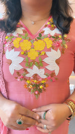 Embroidered Mul chanderi suit set