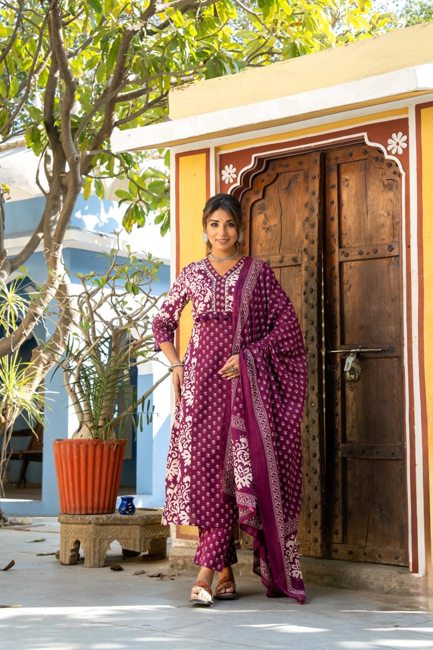 Pretty cotton A line suit set