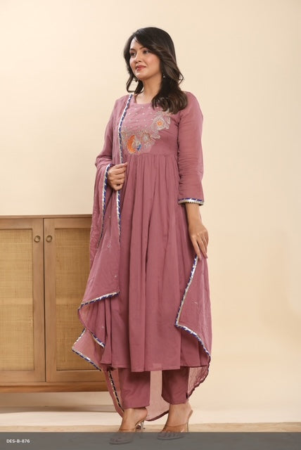 Pure Mul cotton lining embroidery suit set