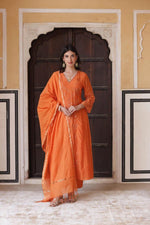 Mul chanderi embroidered suit set