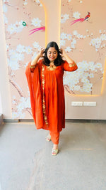 Heavy rayon with pretty embroidered lace detailing suit set