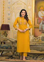 Embroidered kurta pant in cotton