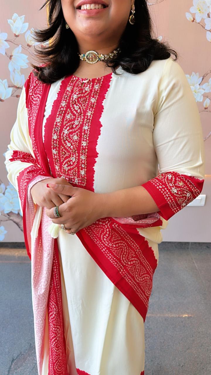 Gorgeous heavy rayon with zardosi work full suit