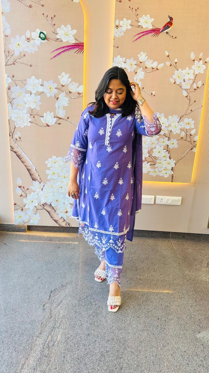 Pretty cotton embroidery suit set