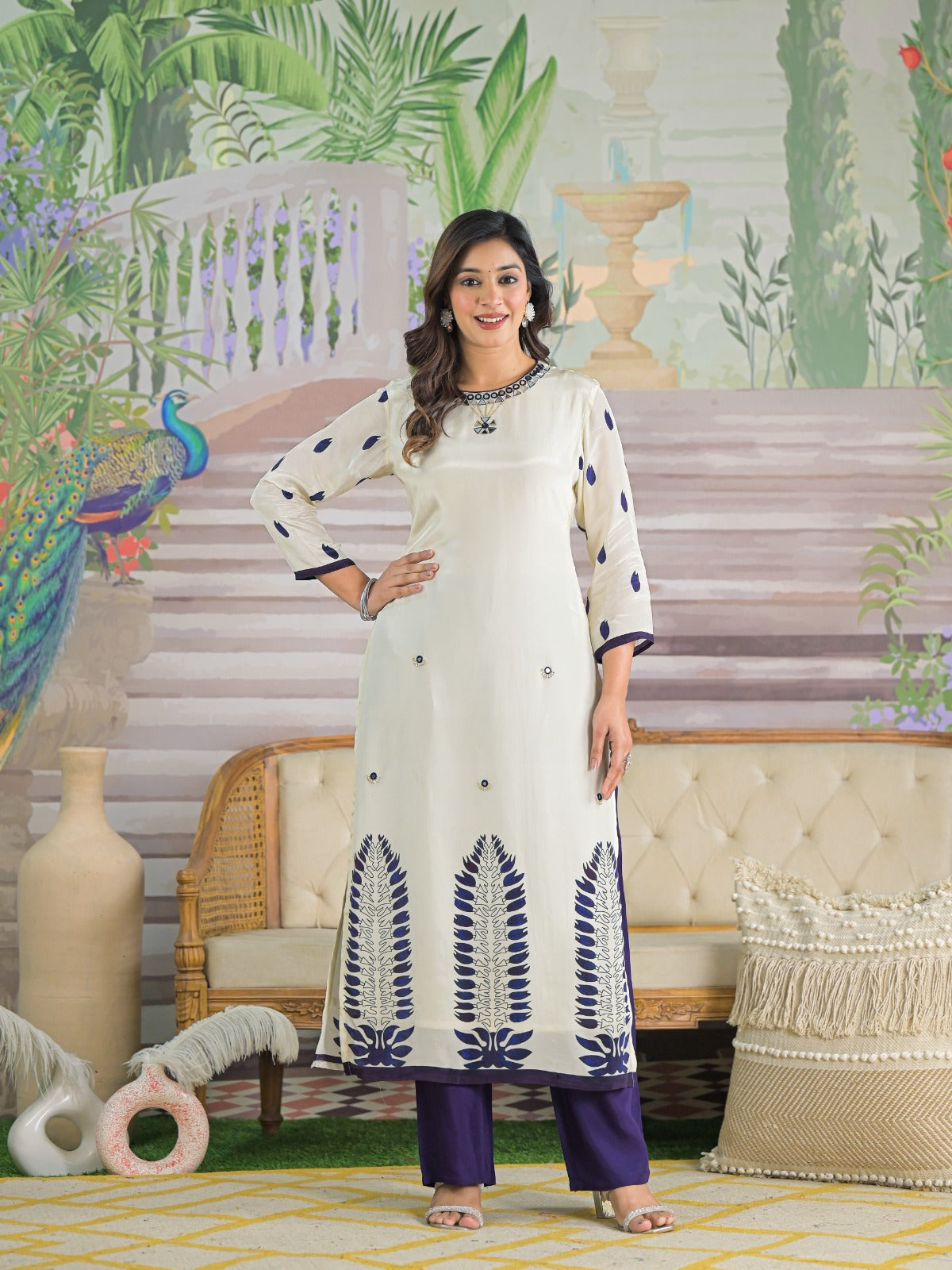 Pure crepe lining full suit set