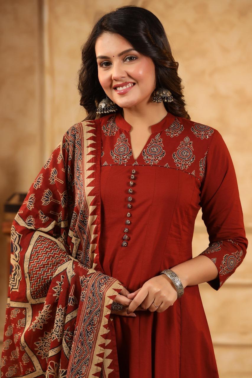 Pure cotton Anarkali suit set