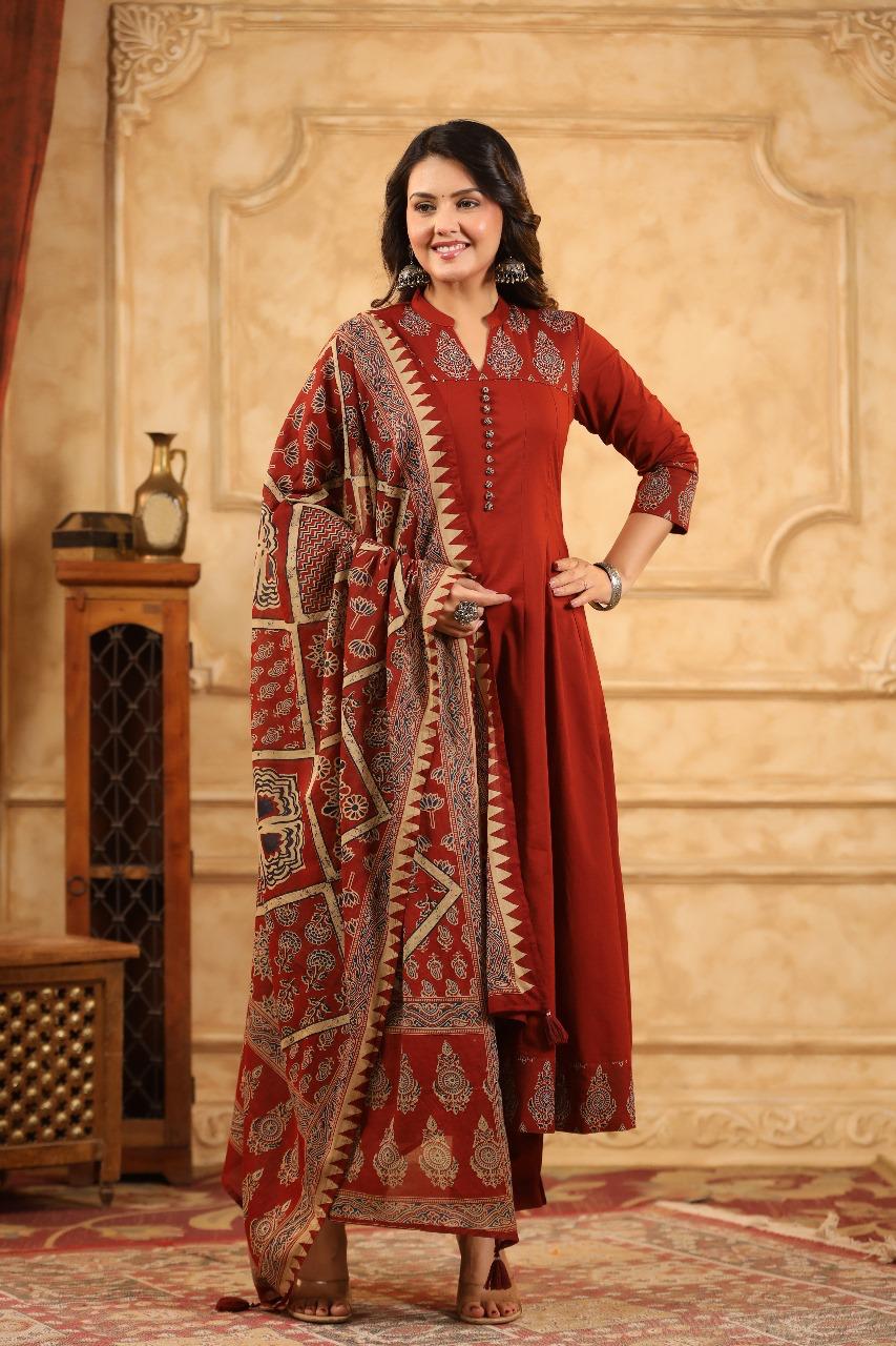 Pure cotton Anarkali suit set