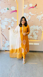 Pure Mul Chanderi lining suit set with beautiful embroidery and pearl detailing