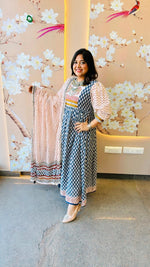 Gorgeous beauty lining cotton suit set in blue