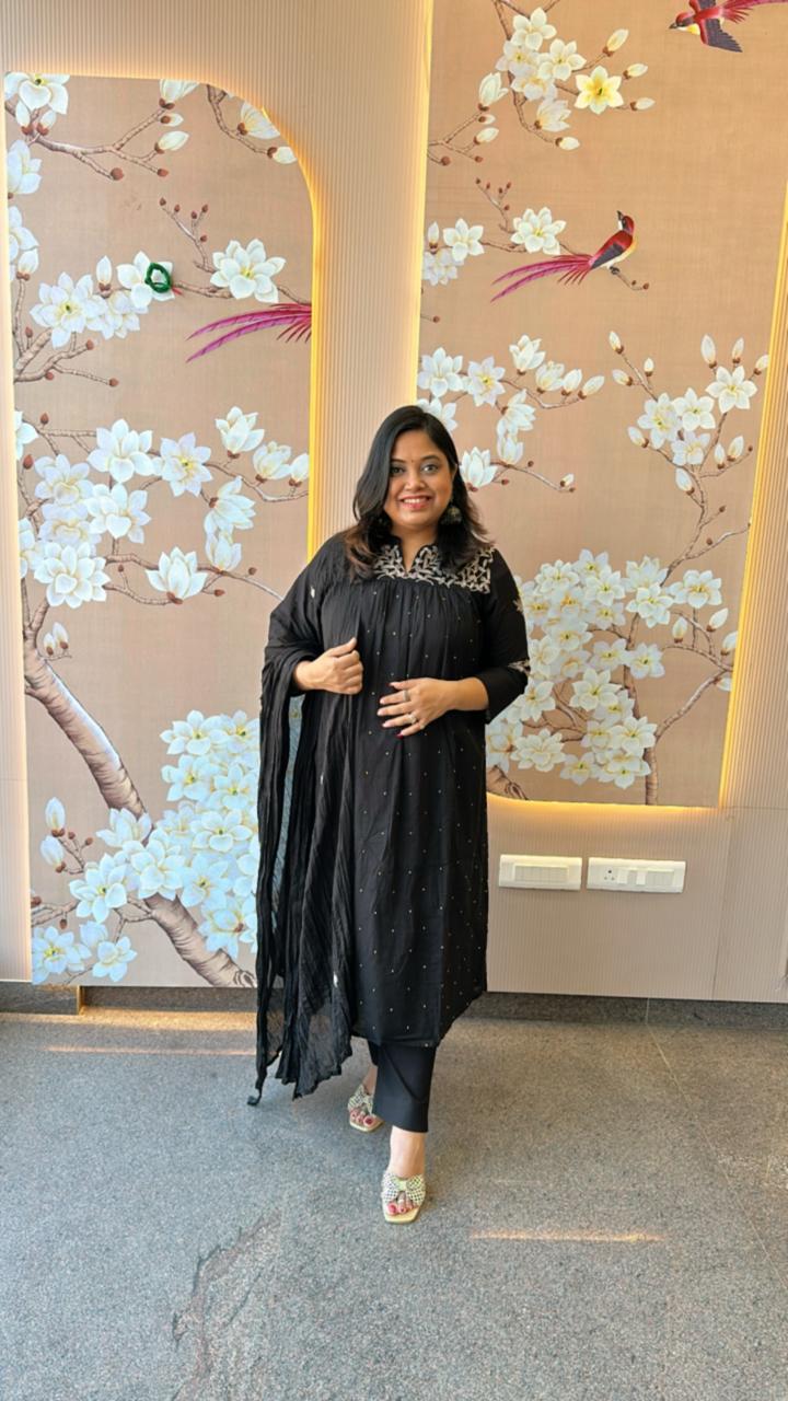 Pure embroidery lining full suit set