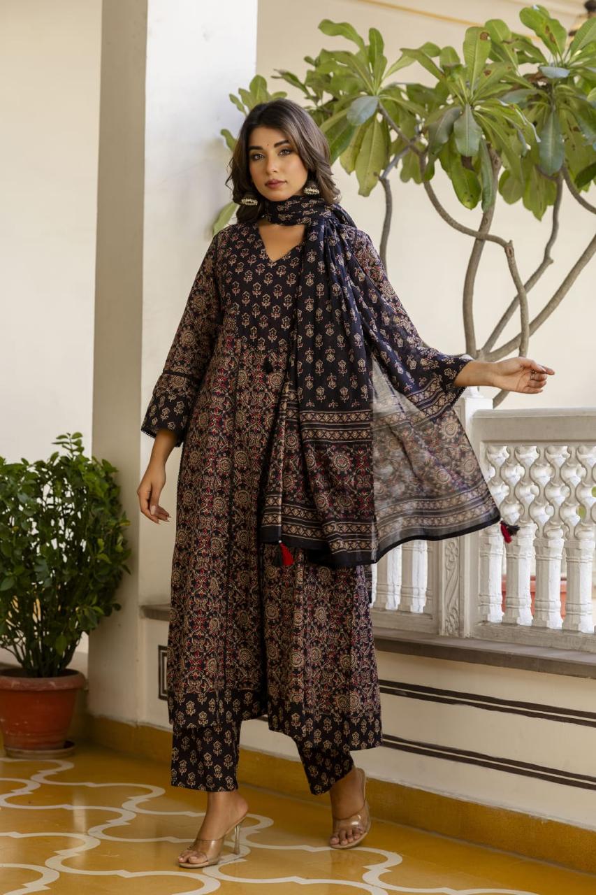 Pure cotton Anarkali full suit set