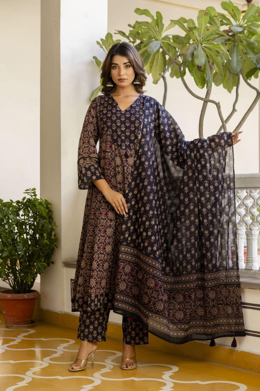 Pure cotton Anarkali full suit set