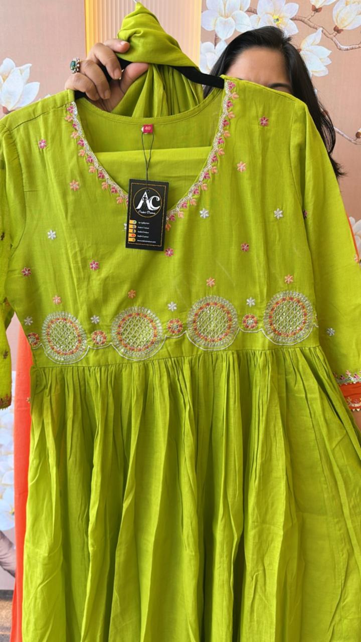 Pure cotton Anarkali half lining suit set