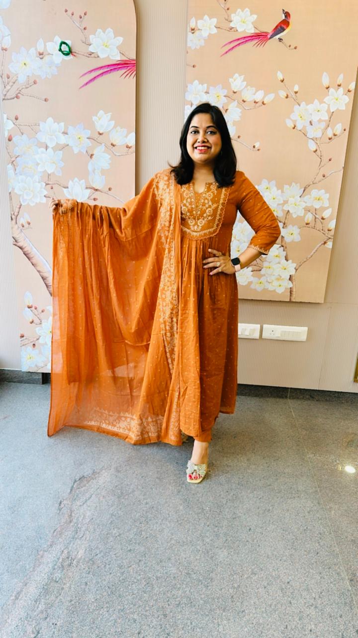 Pretty mul cotton lining suit set