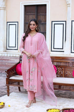 Premium Mul chanderi lining suit set with designer pocket