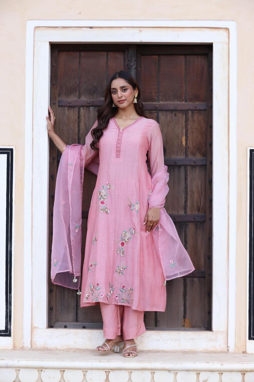 Premium Mul chanderi lining suit set with designer pocket