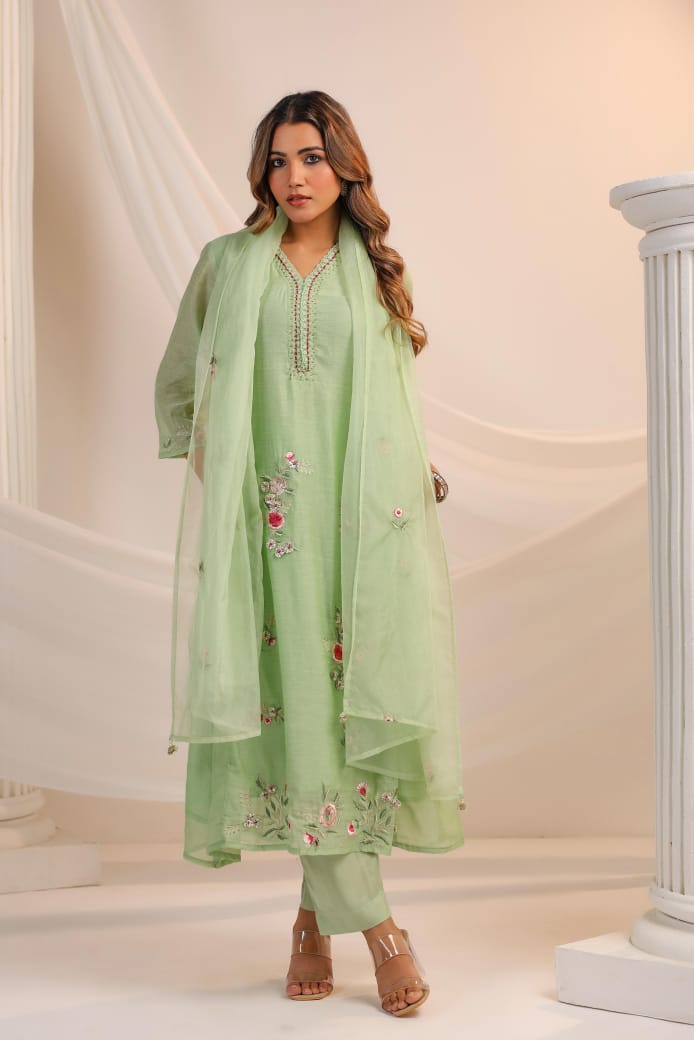 Premium Mul chanderi lining suit set with designer pocket