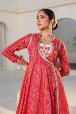 Premium cotton shrug Anarkali gown with all over gotta detailing