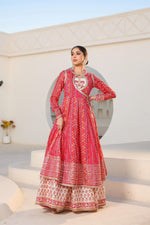 Premium cotton shrug Anarkali gown with all over gotta detailing
