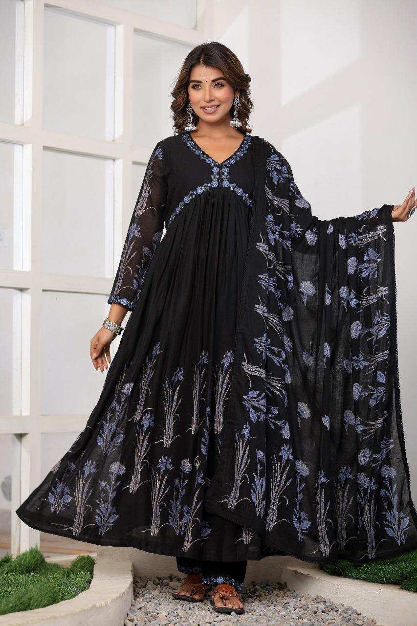 Pure Mul cotton Anarkali gown