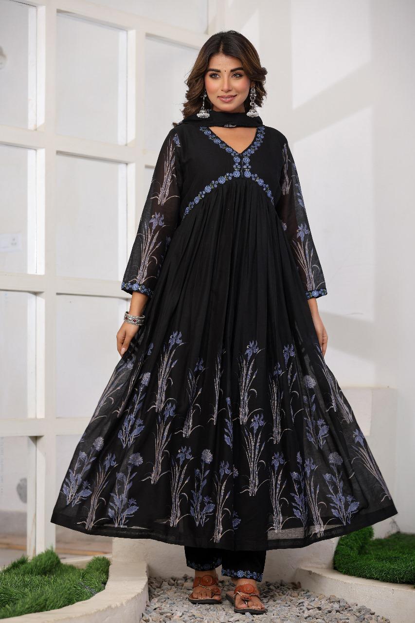 Pure Mul cotton Anarkali gown