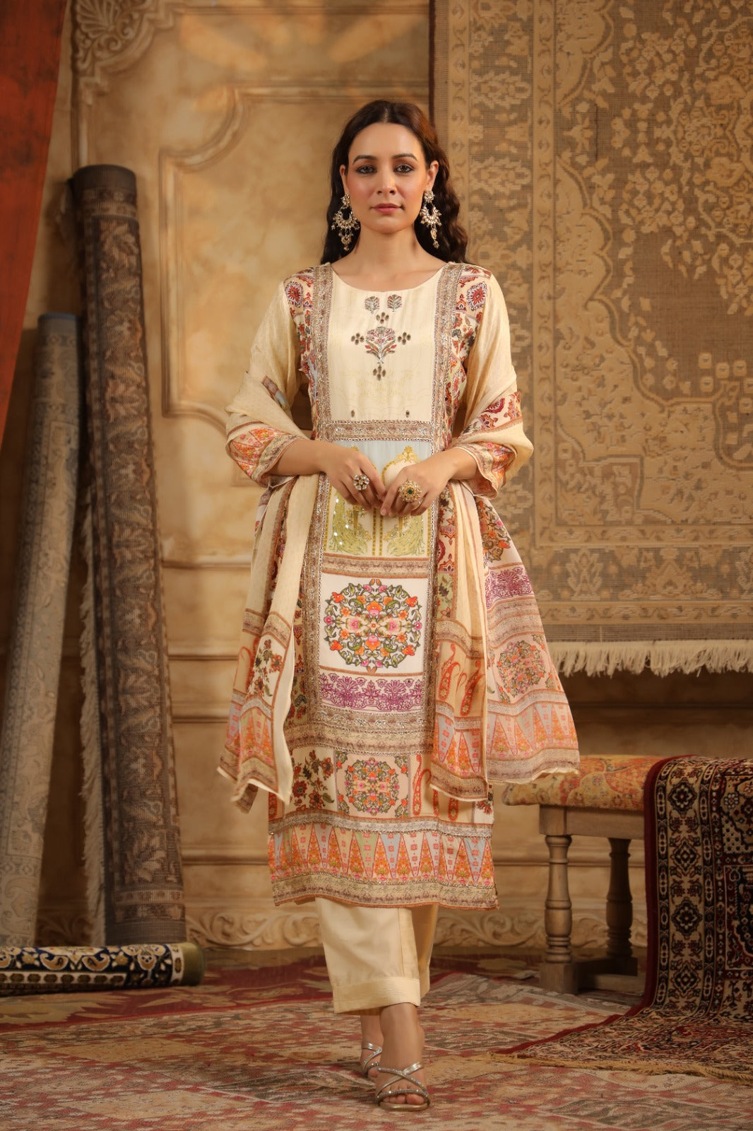 Pure muslin silk lining full suit set