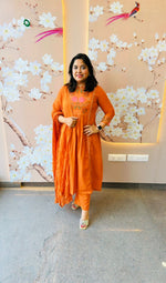 Pure cotton embroidered full suit with crushed cotton dupatta (loose fit)