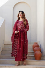 Pure cotton Kota doria embroidery dupatta full suit set