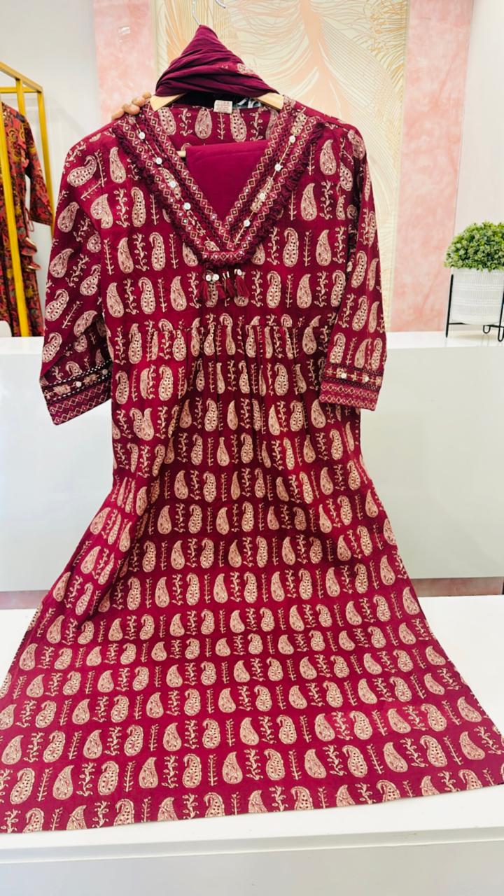 V neck cotton suit set