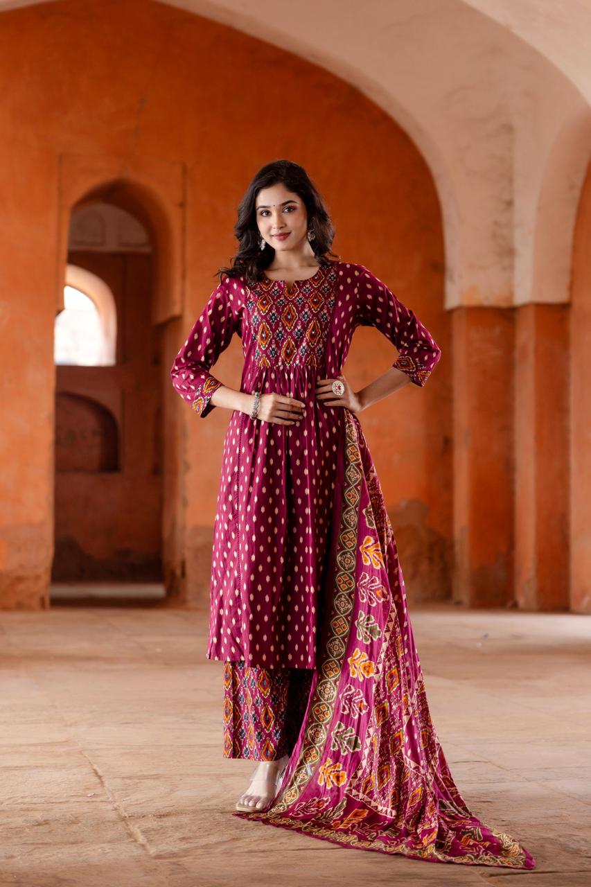 Pure cotton elegant suit set ( actual colour refer in video )