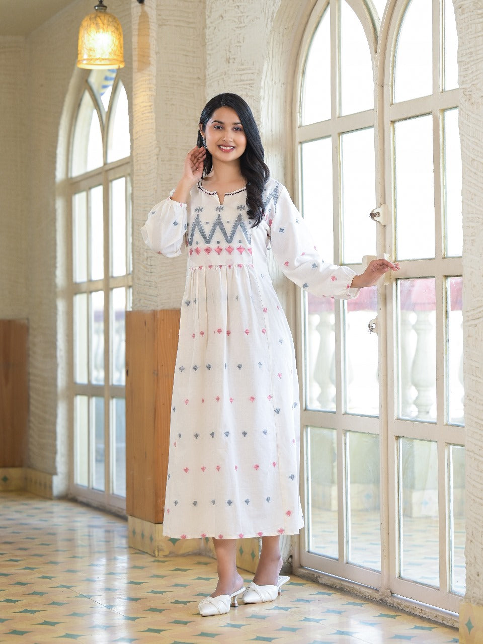cotton dress lining Embroidered weaved cotton lining dress Aashvi Couture